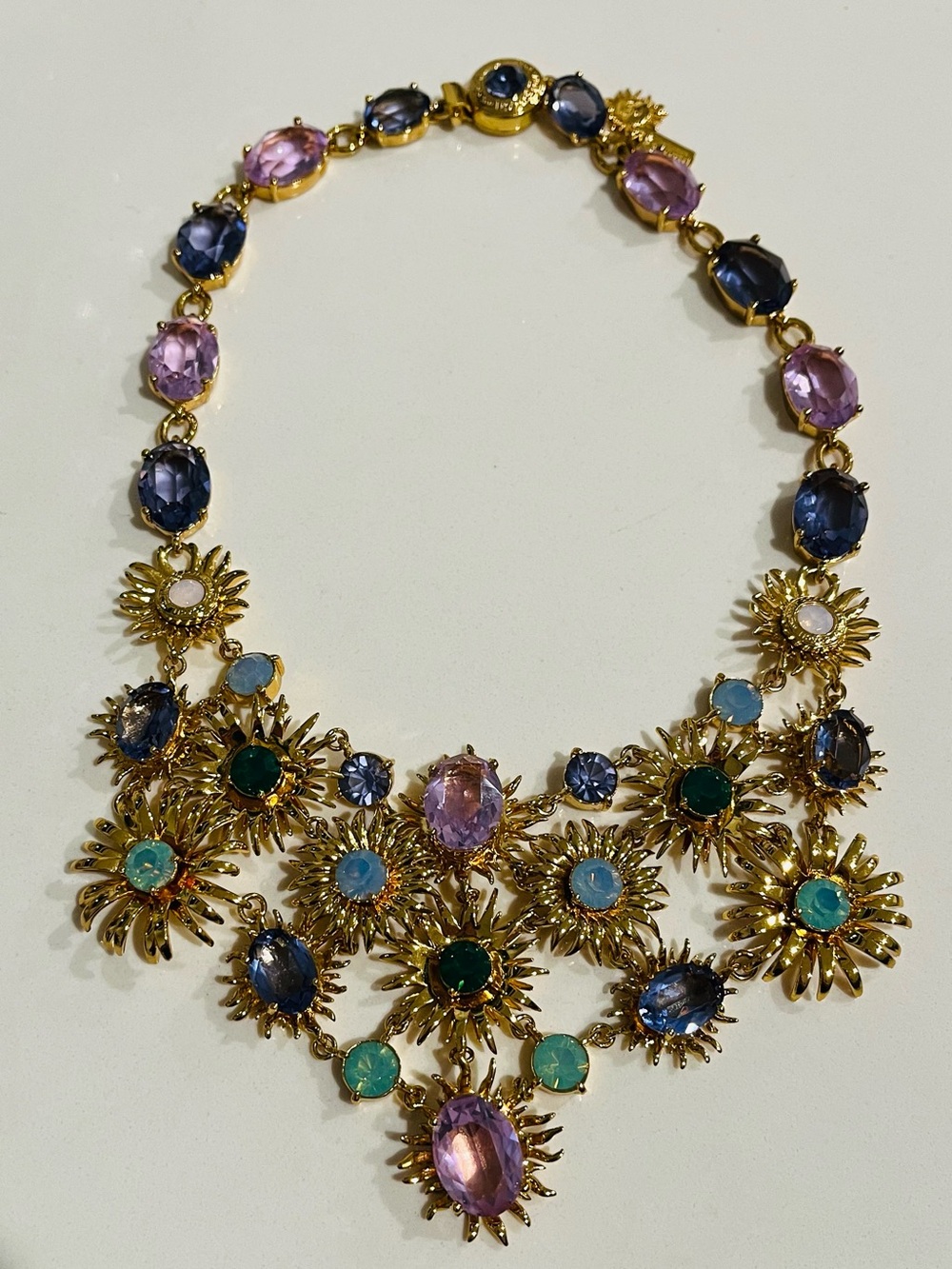 Tony Duquette collaboration with Coach Duchess of Windsor Bib Crystal Necklace.
